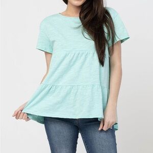 Cotton Ruffle Nursing Top, Mint, Size L (12/14)